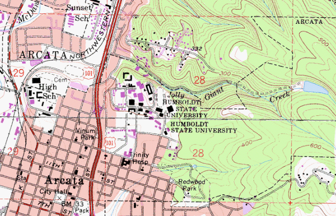 Topographic map of HSU
